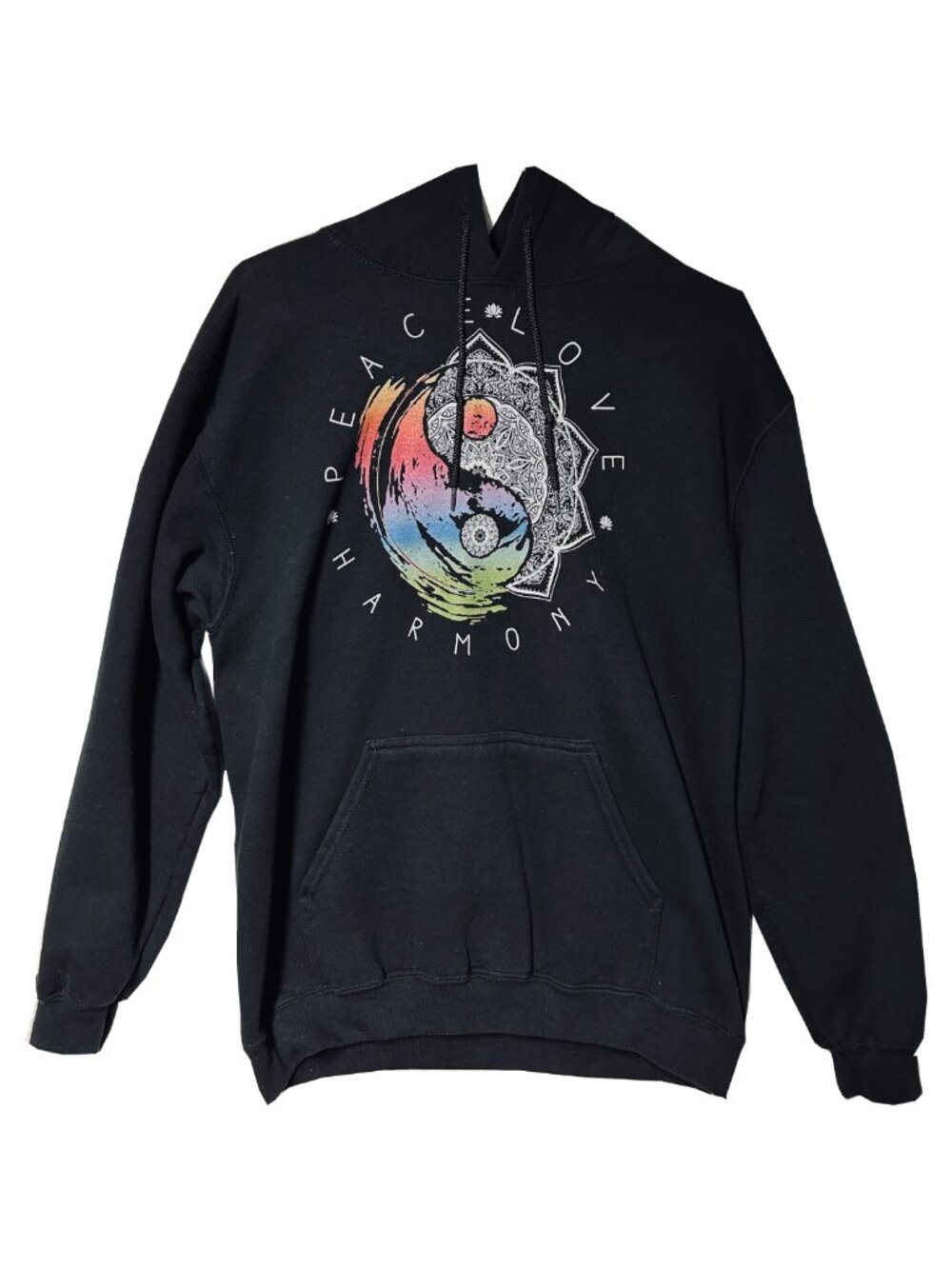 Yes We Vibe Black Peace Love Harmony Ying Yang Hoodie